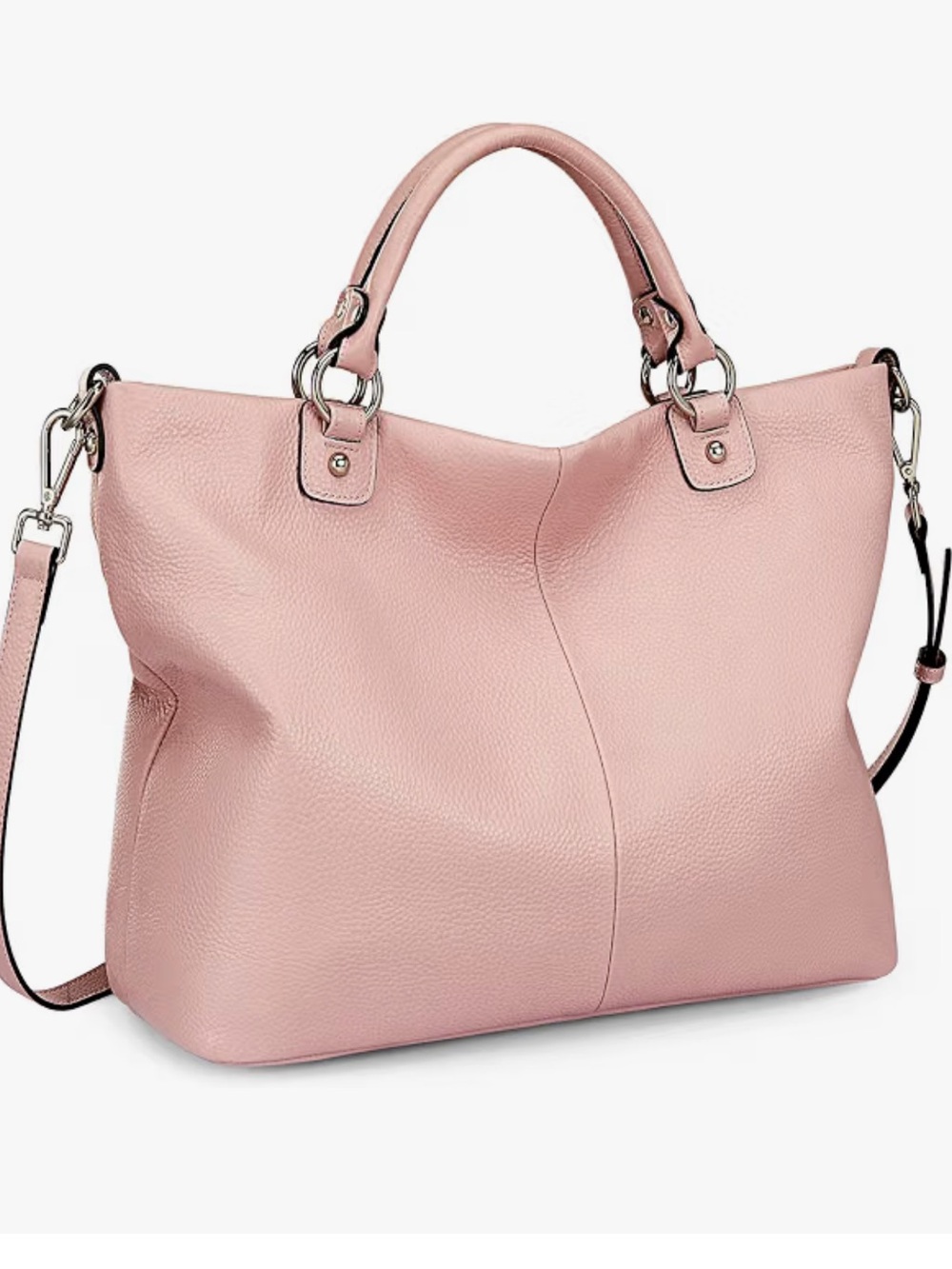 Kattee XB101 Large Pink Leather Tote Shoulder Crossbody Bag